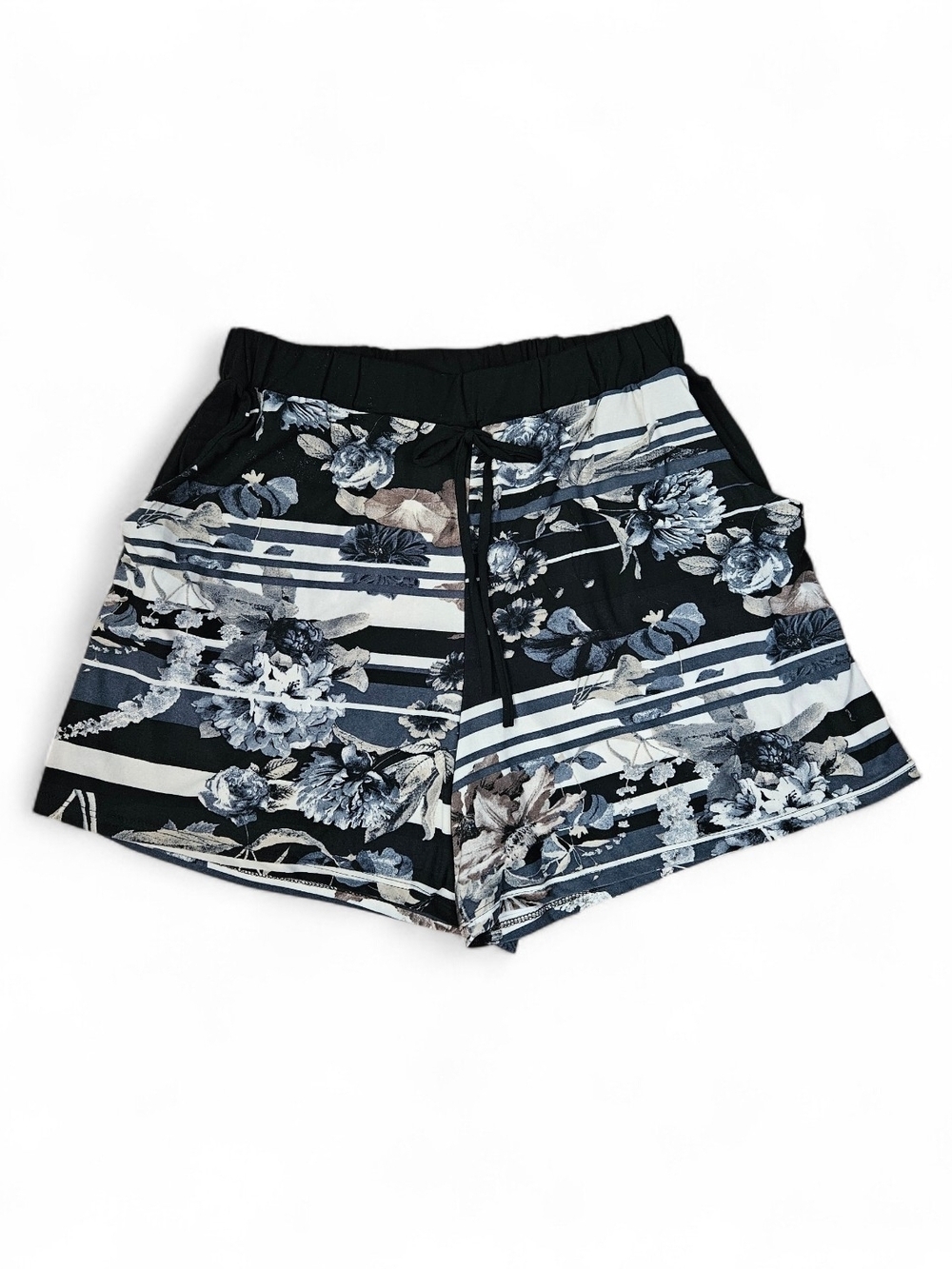 Egs Women's Floral Stripe Shorts - Black & Blue Size Medium